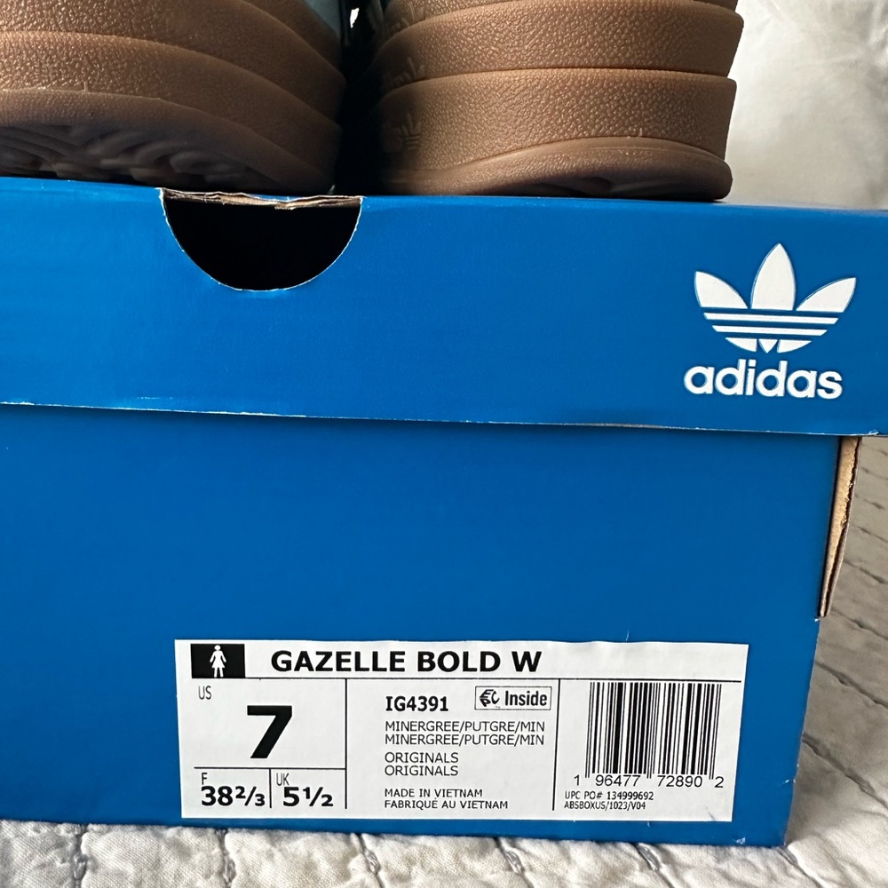 Adidas Women's Dark Green and White Platform Sneakers - Picture 3 of 3